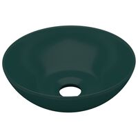 vidaXL Chiuvetă de baie, verde închis, ceramică, rotund