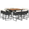 vidaXL Set mobilier de grădină cu perne, 9 piese, negru, poliratan
