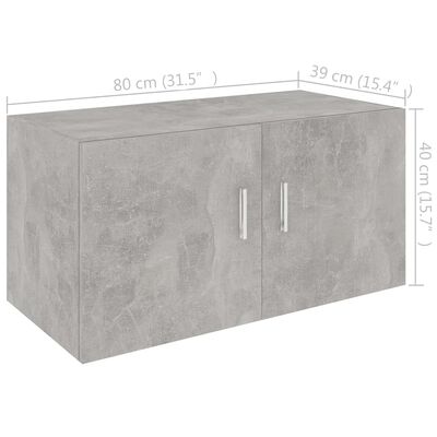 vidaXL Dulap montat pe perete, gri beton, 80 x 39 x 40 cm, PAL