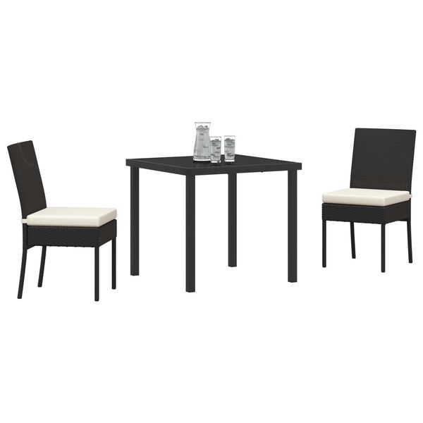 vidaXL Set de masă pentru grădină 3 pcs Negru