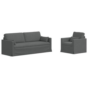 vidaXL Set de canapea 2 pcs Gri &icirc;nchis 198 x 78 x 80 cm țesătură