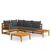 vidaXL Set mobilier grădină cu perne gri &icirc;nchis, 4 piese, lemn acacia