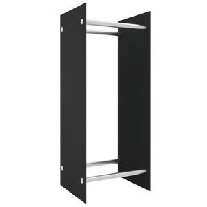 vidaXL Rastel lemne de foc negru 40x35x100 cm sticlă securizată