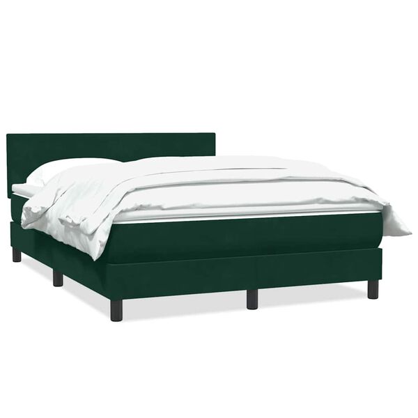vidaXL Pat box spring cu saltea, verde &icirc;nchis, 160x210 cm, catifea