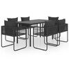 vidaXL Set mobilier de grădină, 7 piese, negru, ratan PVC
