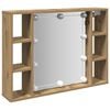 vidaXL Dulap cu oglindă și LED stejar artizanal 76x15x55 cm, lemn