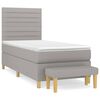 vidaXL Pat continental cu saltea, gri deschis, 80x200 cm, textil