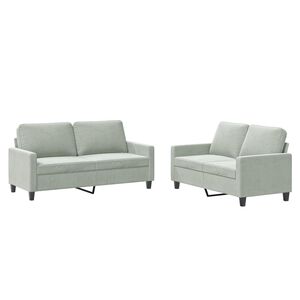 vidaXL Set de canapele cu perne, 2 piese, gri deschis, catifea