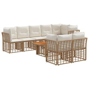vidaXL Set de canapele pentru grădină 9 buc. Alb Natural și Crem