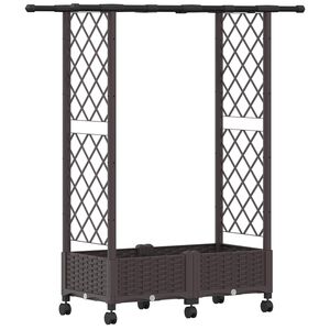 vidaXL Pat Ridicat cu Trellis și Acoperiș Maro 122,5 x 40 x 127 cm PP