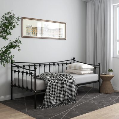 vidaXL Cadru de pat canapea, negru, 90x200 cm, metal