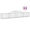vidaXL Coșuri gabion arcuite, 3 buc., 300x30x40/60 cm, fier galvanizat