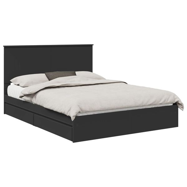 vidaXL Pat cu storage cu headboard Negru 150 x 200 cm Lemn compozit