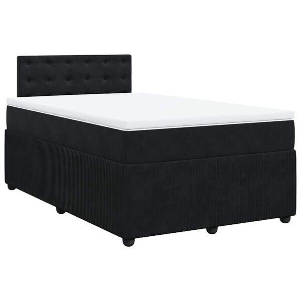 vidaXL Pat box spring cu saltea, negru, 120x190 cm, catifea