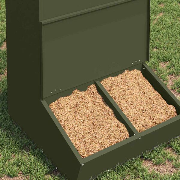 vidaXL Feeder pentru porci Verde măsliniu 55 x 51 x 91,5 cm