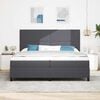 vidaXL Pat cu arcuri cu headboard Gri &icirc;nchis și alb 200 x 200 cm