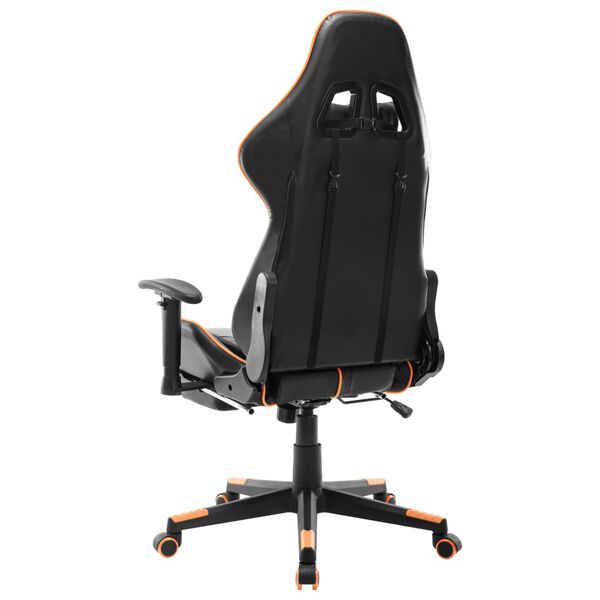 vidaXL Scaun gaming cu suport picioare, negru/oranj, piele ecologică