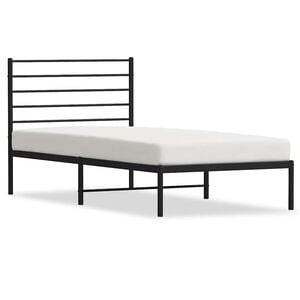 vidaXL Cadru de pat metalic cu tăblie, negru, 75x190 cm