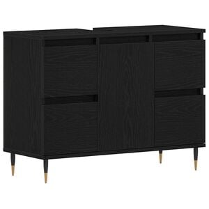 vidaXL Dulap pentru Chiuveta de Baie Stejar Negru 80 x 33 x 60 cm