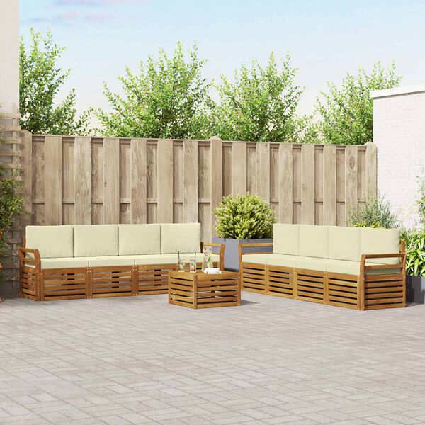 vidaXL Seturi de canapele 9 pcs Natural și Crem Lemn Solid de Acacia