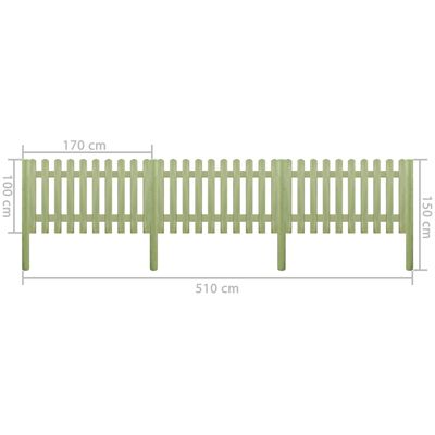 vidaXL Gard din scânduri 5,1 m 150 cm 6/9 cm lemn de pin tratat
