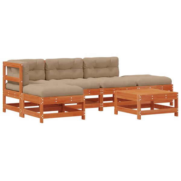 vidaXL Set de lounge pentru grădină 5 pcs Maro Ceară Lemn masiv de pin
