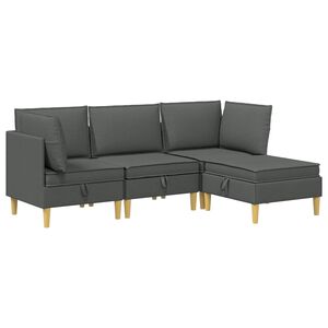 vidaXL Set de canapea modulară cu spațiu de stocare 4 buc. Gri &icirc;nchis