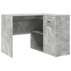 vidaXL Birou de colț cu sertar cu raft Gri din beton 102 x 88 x 75 cm