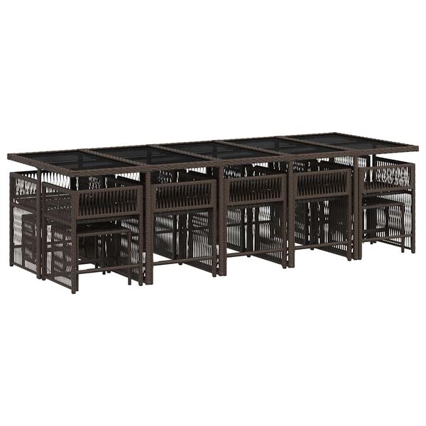 vidaXL Set mobilier de grădină cu perne, 15 piese, maro, poliratan