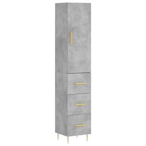 vidaXL Dulap &icirc;nalt, gri beton, 34,5x34x180 cm, lemn prelucrat