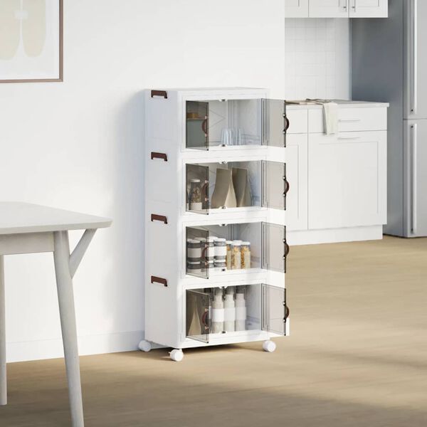 vidaXL Cutie de depozitare stivuită cu roți 4 niveluri 28 L