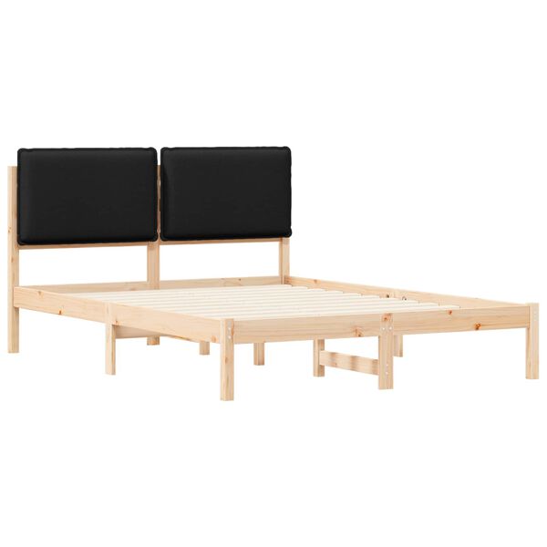vidaXL Cadru de pat cu tăblie tapițată cu headboard Negru 140 x 200 cm