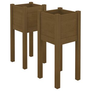 vidaXL Jardiniere grădină 2 buc. maro miere 31x31x70 cm lemn masiv pin