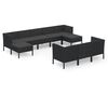 vidaXL Set mobilier de grădină cu perne, 10 piese, negru, poliratan