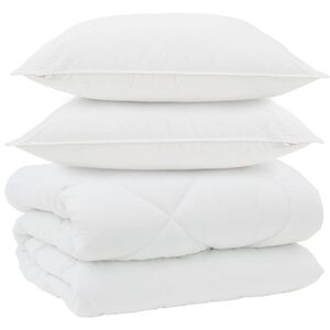 vidaXL Duvet de iarnă cu pernă 3 buc. Alb Microfibră
