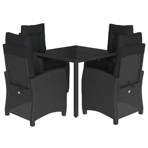 vidaXL Set mobilier de grădină cu perne, 5 piese, negru, poliratan