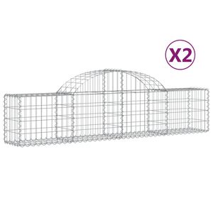 vidaXL Coșuri gabion arcuite 2 buc, 200x30x40/60 cm, fier galvanizat