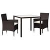 vidaXL Set mobilier de exterior, 3 piese, maro, poliratan