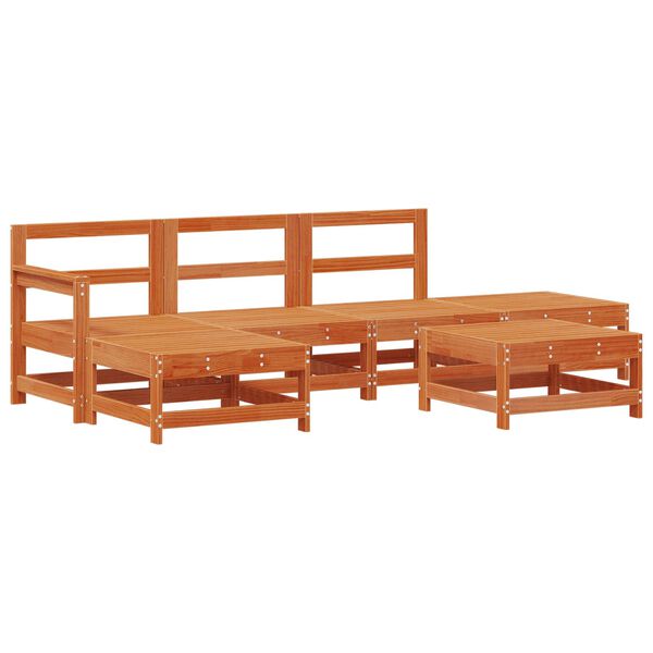 vidaXL Set de lounge pentru grădină 6 pcs Maro Ceară Lemn masiv de pin