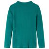 Tricou de copii cu mâneci lungi, tricot cu nervuri, verde închis, 140