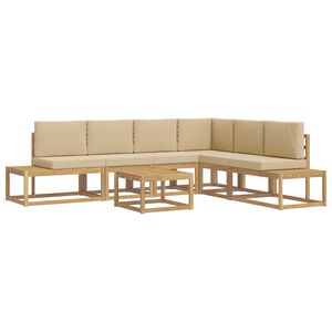 vidaXL Set de canapele de exterior 5 Bucată Alb și Bej Poliester