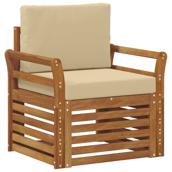 vidaXL Set de canapele de exterior cu pernă natural 75,5 x 63 x 73 cm