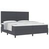 vidaXL Pat cu arcuri cu headboard Gri &icirc;nchis și alb 200 x 200 cm