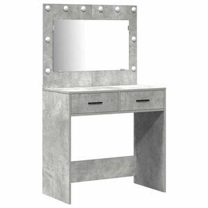 vidaXL Masă de Machiaj cu lumini de oglindă 2 pcs Gri Lemn compozit