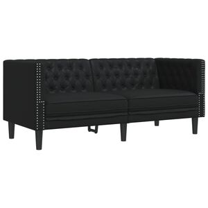 vidaXL Fotoliu Chesterfield cu 2 locuri, negru, piele ecologică