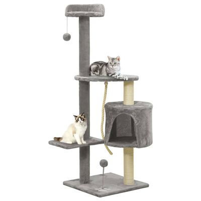 vidaXL Ansamblu pisici cu stâlpi din funie de sisal, gri, 120 cm