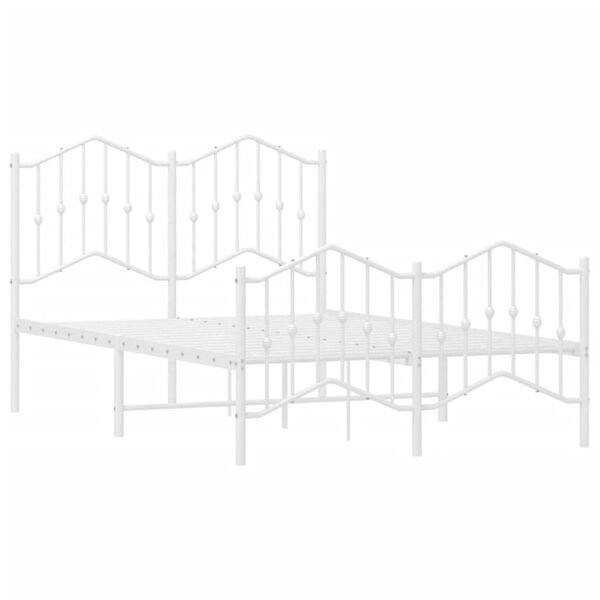 vidaXL Cadru pat metalic cu tăblie de cap/picioare&nbsp;, alb, 120x200 cm