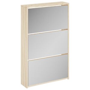 vidaXL Pantofar cu oglindă și 3 niveluri, stejar, 63 x 17 x 102,5 cm