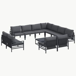 vidaXL Set de canapele pentru grădină 12 buc. Negru Oțel