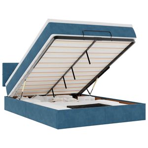 vidaXL Cadru de pat otoman cu saltea Albastru &icirc;nchis 140x190cm catifea